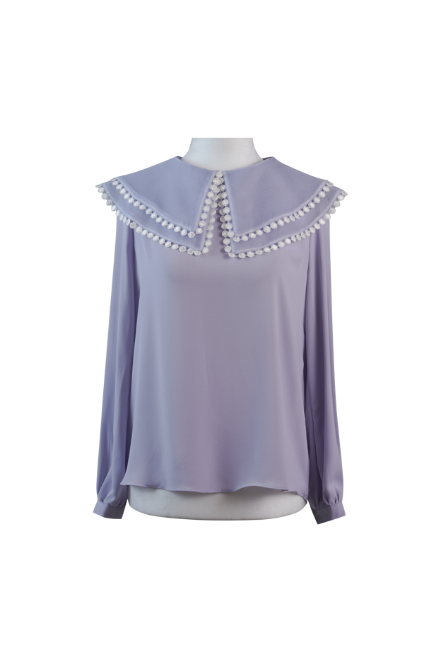 Large collar chiffon blouse