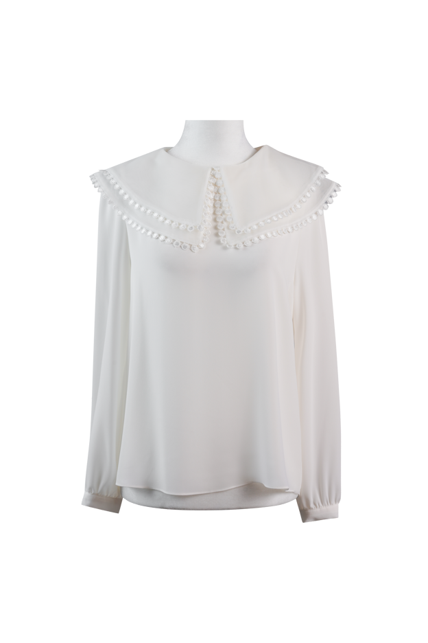 Large collar chiffon blouse